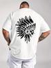 Black Tribal Skull And Feather Pattern Unisexs Summer Printed TShirt Casual Street Style Unisexs And Unisexs T Shirt