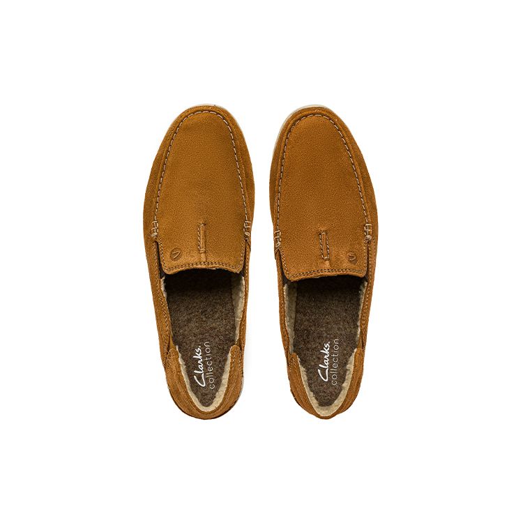 Clarks Two-Layer Cowhide Slip-On Breathable Comfortable Casual Shoes Men Sneakers Brown 261686477