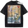 T Shirt Sports T Shirt Short Sleeve T Shirt Multi Color Unisex Pure Cotton Washed Vintage Pokemon Mewtwo and Arceus Japanese