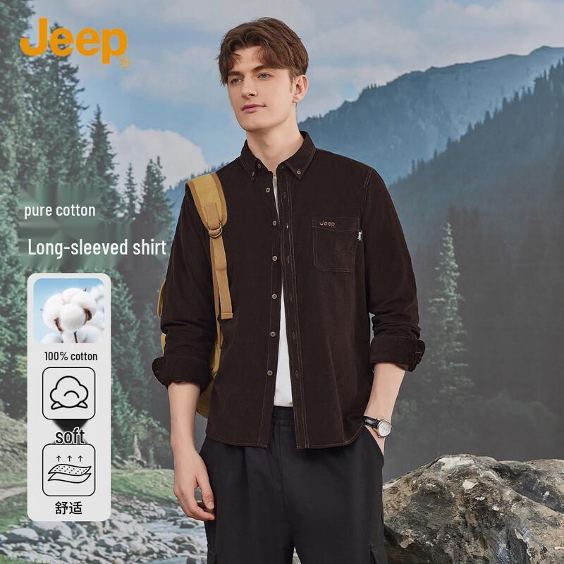 Мужская вельветовая рубашка-куртка JEEP M темно-коричневого