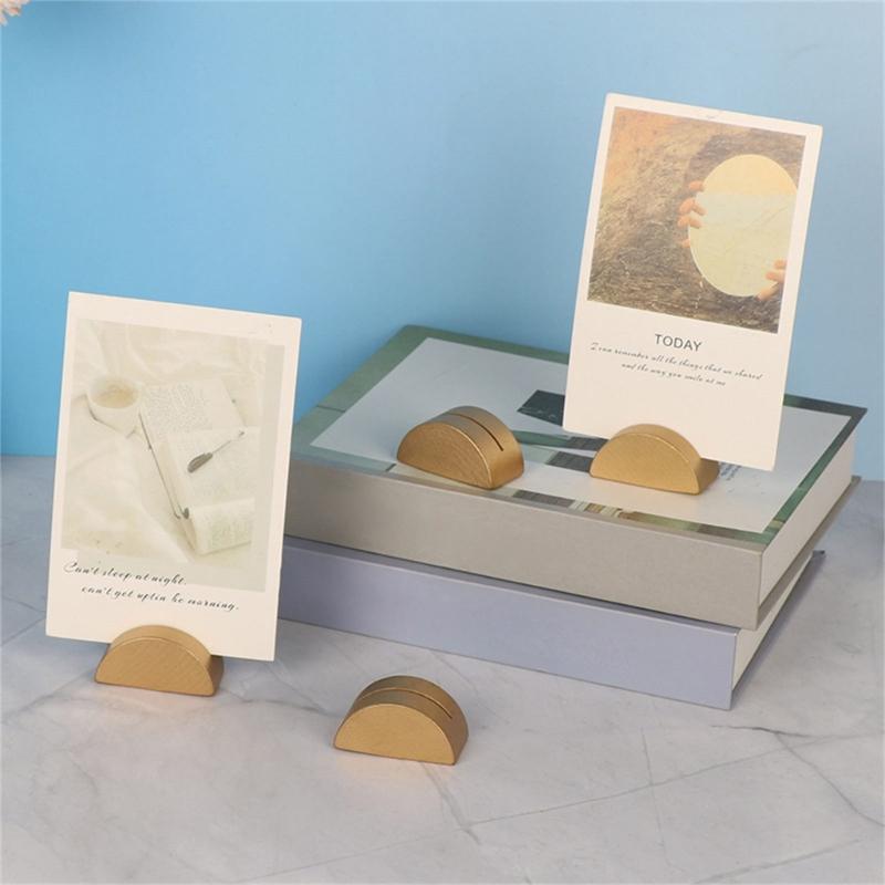 10 Peças Suporte Multifuncional para Cartão de Visita de Negócios Suporte de Número de Mesa de Madeira Suporte Semi Circular para Recados Notas Fotos para Casamento