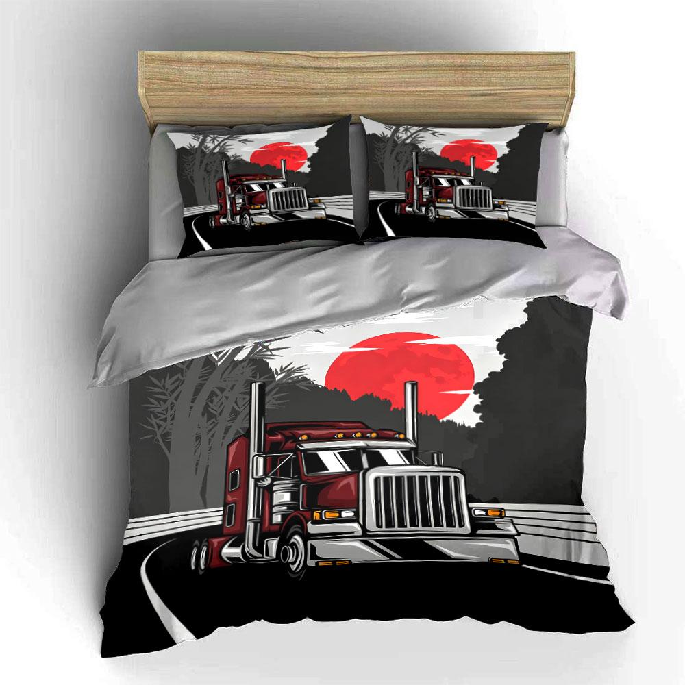 Truck Set For Road Adventures  Kid'S And Adults' Bedroom Decor, Exquisite Three-Piece Bedding Set Gift