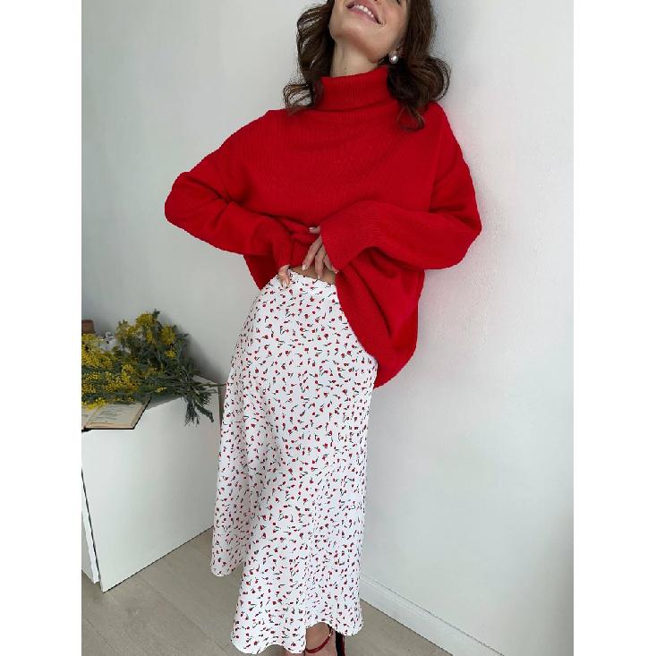 Women'S Elegant A-Line Flower Print White Long Skirt High Waist Summer Skirt Femme Faldas Jupe Saia Spring Maxi Skirt
