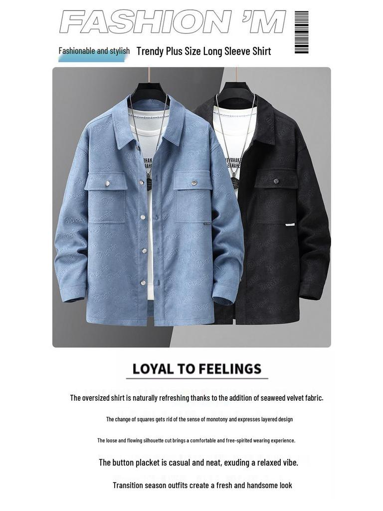Autumn Casual Plus Size Men's Jacket - Trendy Extra Large, Up to 400 Jin