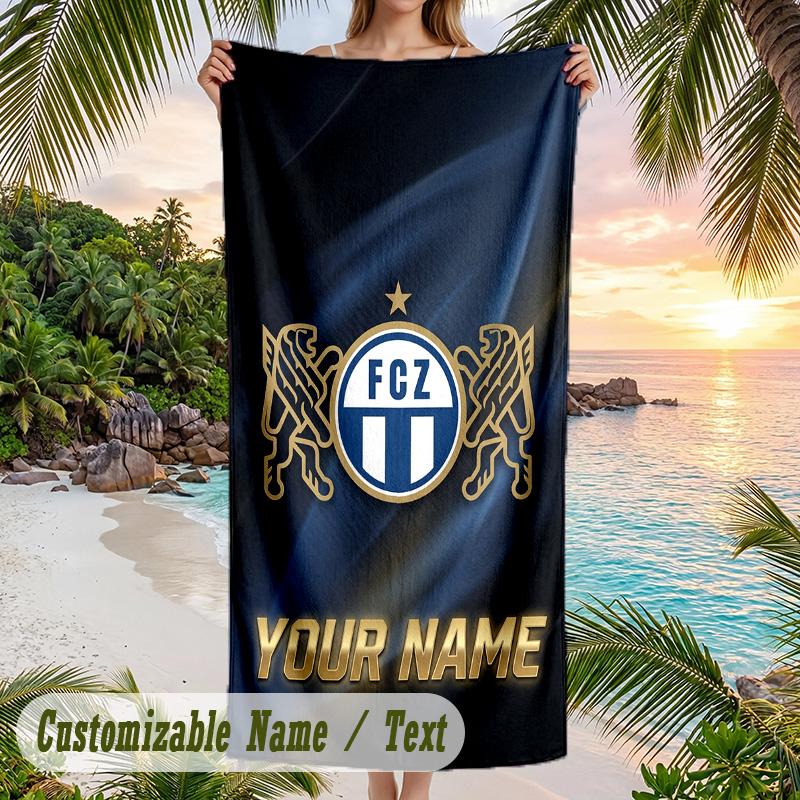 Beach Towel FC Zürich Print Custom Name Text Soft Towel for Swimming Pool