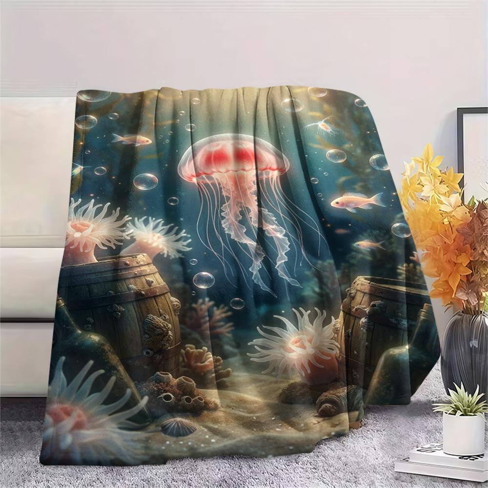 1PC Art Print Decor Print FlAannel Blanket, High quality Comfortable for All Seasons, Home Decor, Warmth and Comfort