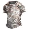 Summer Round Neck 3D Print Vintage Compass Pattern Top Fashionable Casual Short Sleeved Men's T-shirts