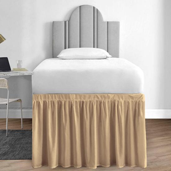 Ruffled Bed Skirt Solid Color Wear Resistant Washable Non-Fading Extra Long College