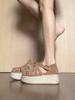 French retro straw thick-soled Roman sandals women's 2025 summer new fashion versatile hollow one-word sandals