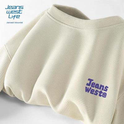 JEANSWEST LIFE Men's Waffle Knit Pullover Sweatshirt