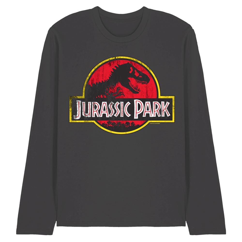 JURASSIC PARK Unisex Adult Distressed Logo Long-Sleeved T-Shirt