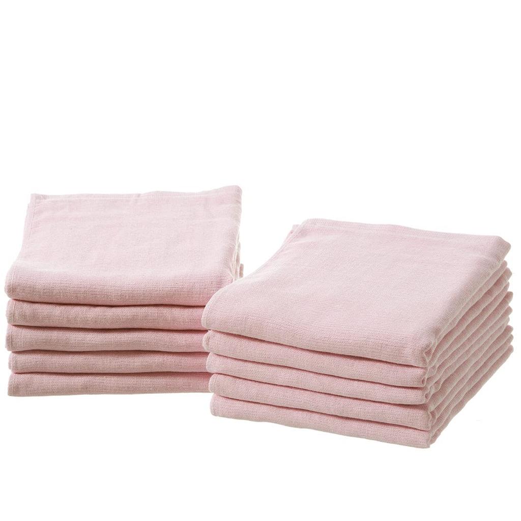 Set of 10 Gauze Face Made In Senshu Towels 33 X Light Pink Towels, Single-Sided, Japan, (Approx. 82cm),