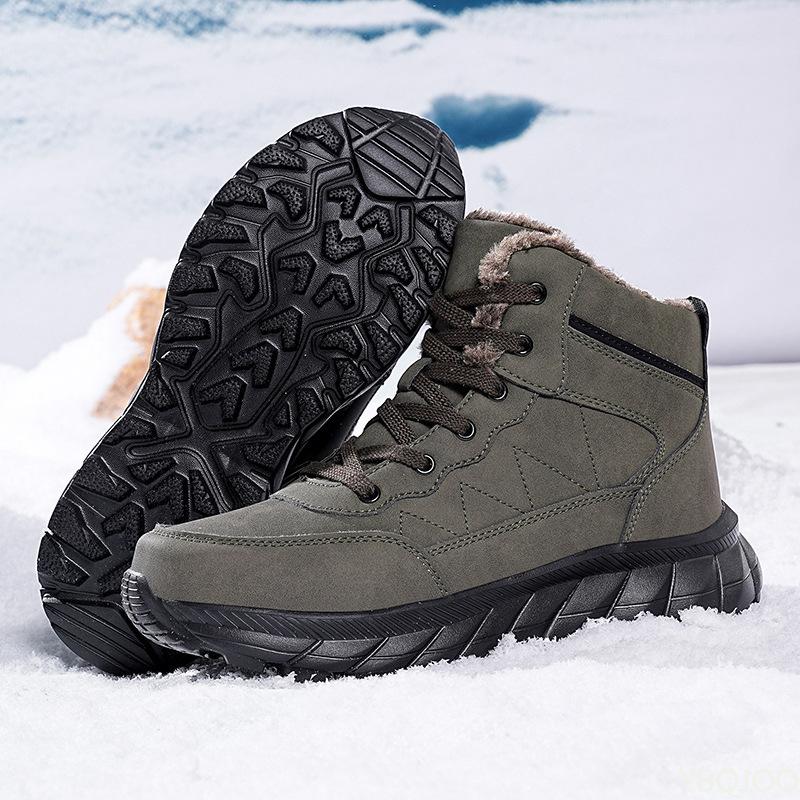 Winter high top outdoor warm snow boots casual comfortable men's hiking shoes fashionable  versatile cotton boots