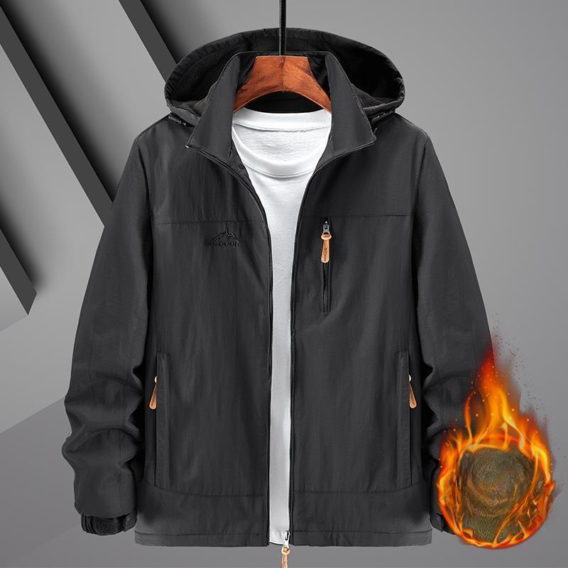 Giacca Casual da Esterno in Velluto Invernale da Uomo Giacca da Uomo Mezza Età Antivento Impermeabile Traspirante