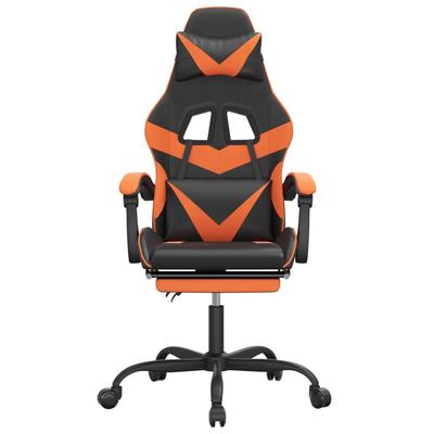 Gaming Chair with Footrest Black and Orange Artificial Leather