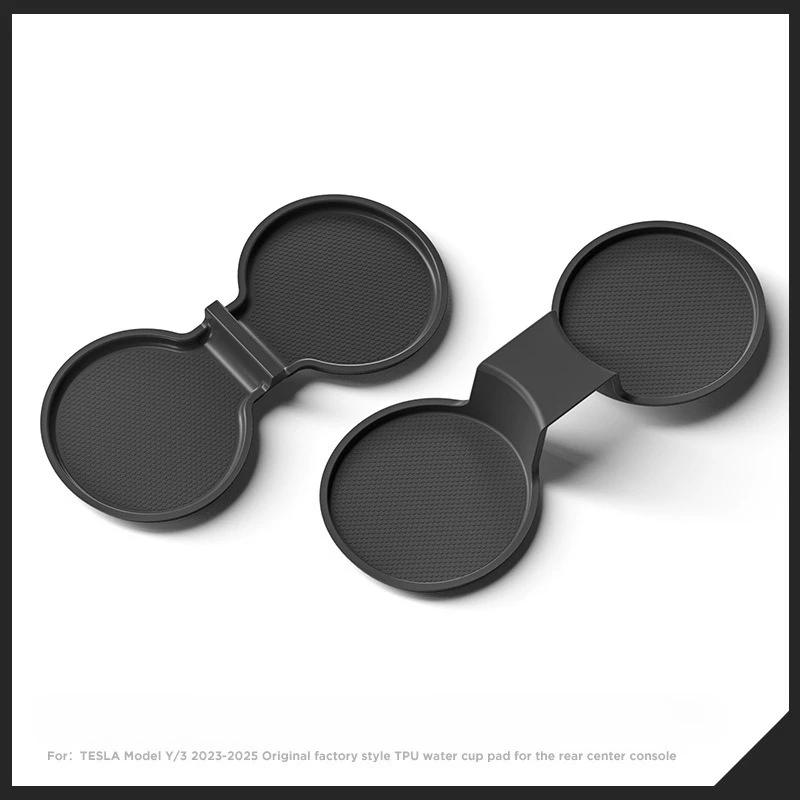 Center Console Water Cup Pad for Tesla Model Y Juniper 2025/Model 3 Highland Anti-slip Mat Accessories Rear Row Cup Holder Pad