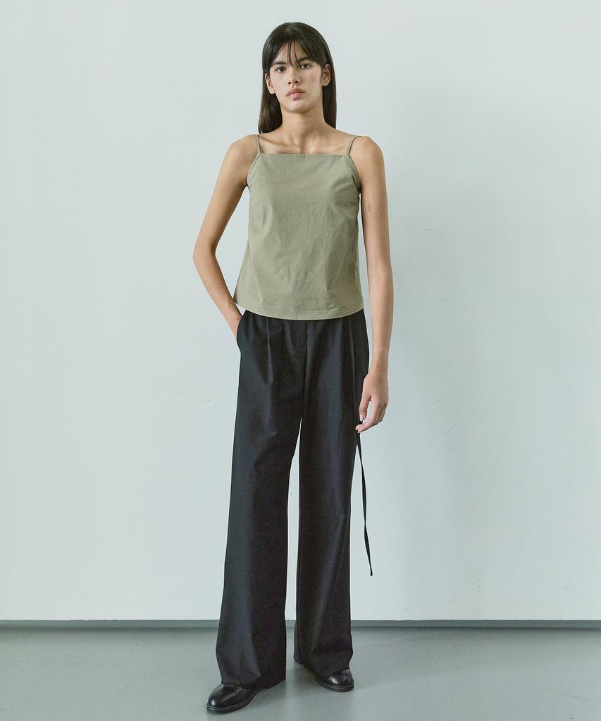 IHR Wide Tuck Belted Pants / Black