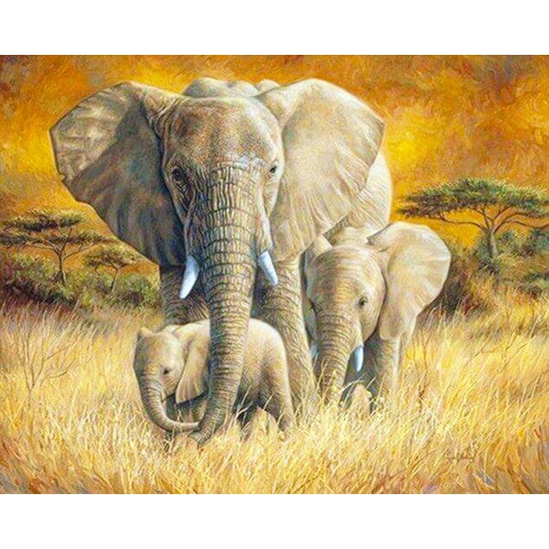 5D DIY Diamond Embroidery Animal Elephant Full Round Drill Diamond Painting Cross Stitch Home Decoration Handmade Gi