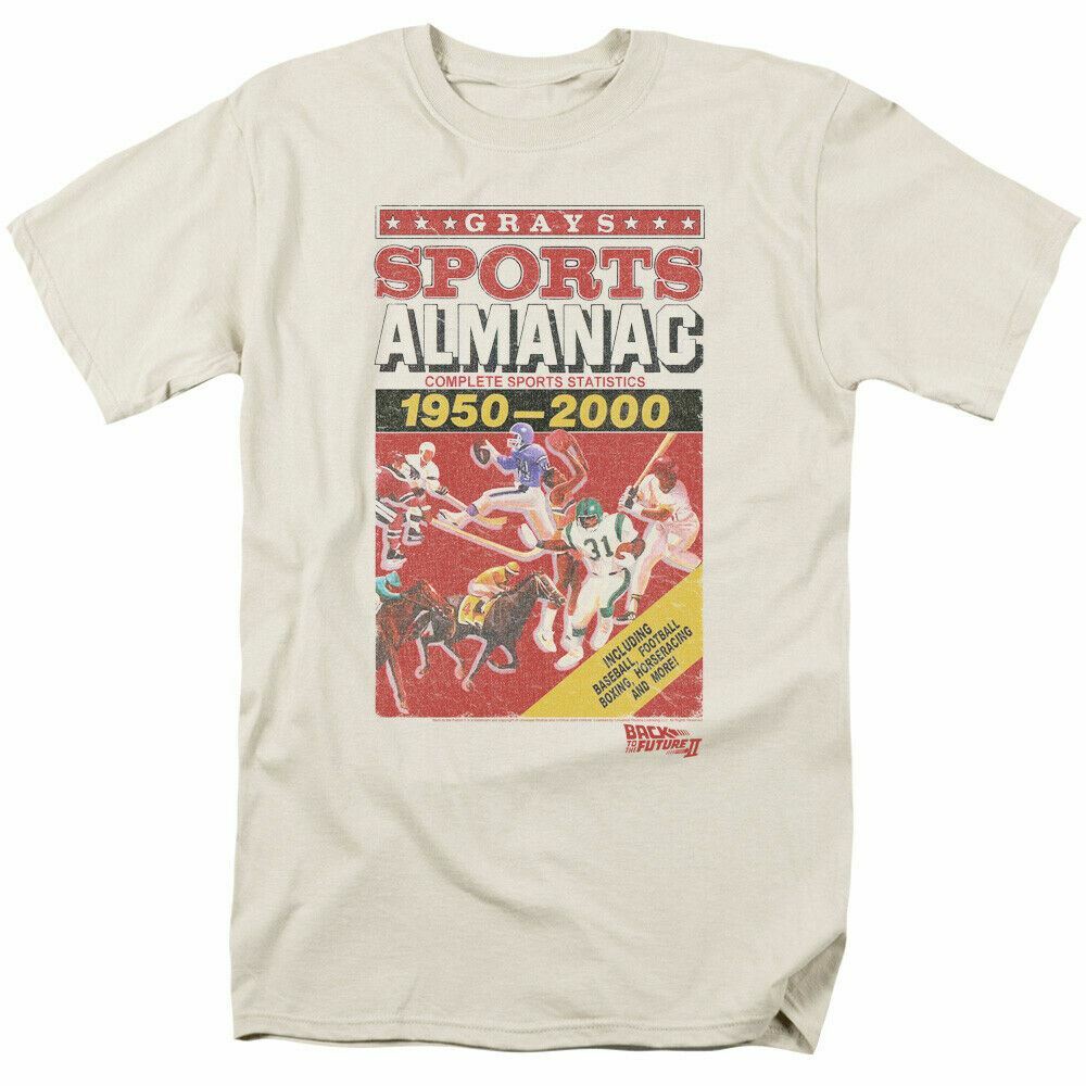 

Back to the Future Sports Almanac T Shirt Mens Licensed Retro Movie Tee Cream XXL