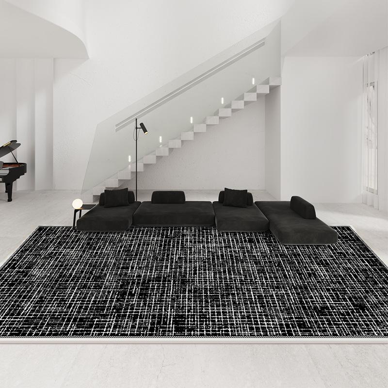 Neuer 2024 Schwarz-Weiß Wasserdichter Schlingen-Velourteppich - Stilvolles, von Düften inspiriertes Design für Wohnzimmer oder Schlafzimmer