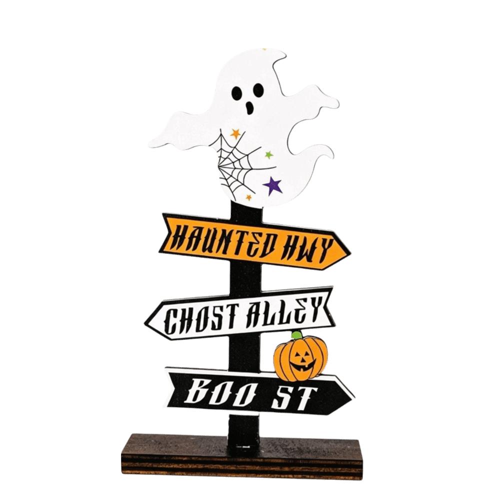 Wood Halloween Ghost Ornament Gothic Style Halloween Decorative Signs Halloween Party Ghost Style