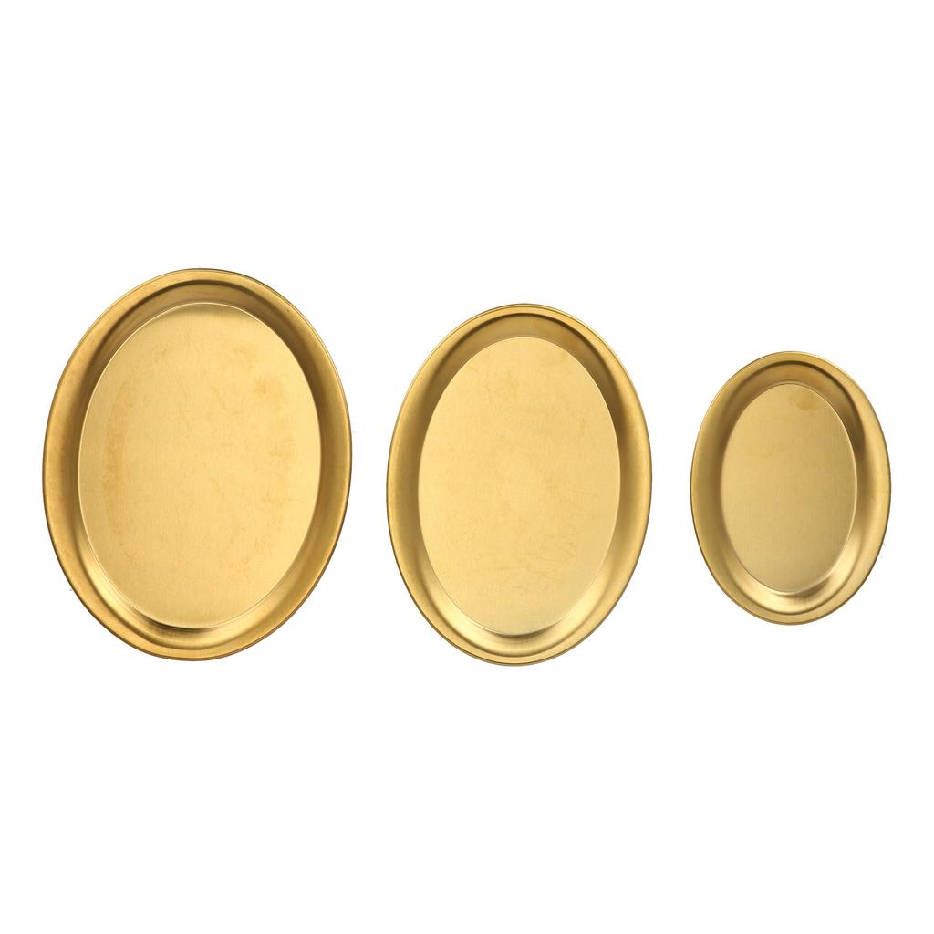 3pcs Stainless Steel Dessert Tray Mirror Polishing Process Snack Jewelry Display TrayGold