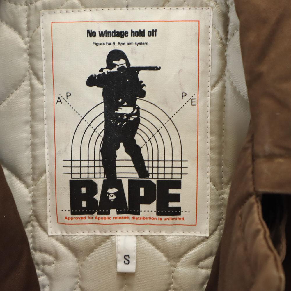 A Bathing Ape Made In Japan Duffel Coat S Brown Quilted Back Men's Used