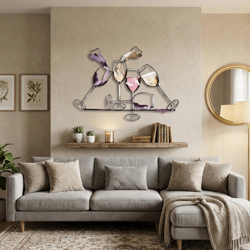 2D Flat Metal Wine Cup Silhouette Decoration Iron Art Wall Art Sculpture Wall Displays