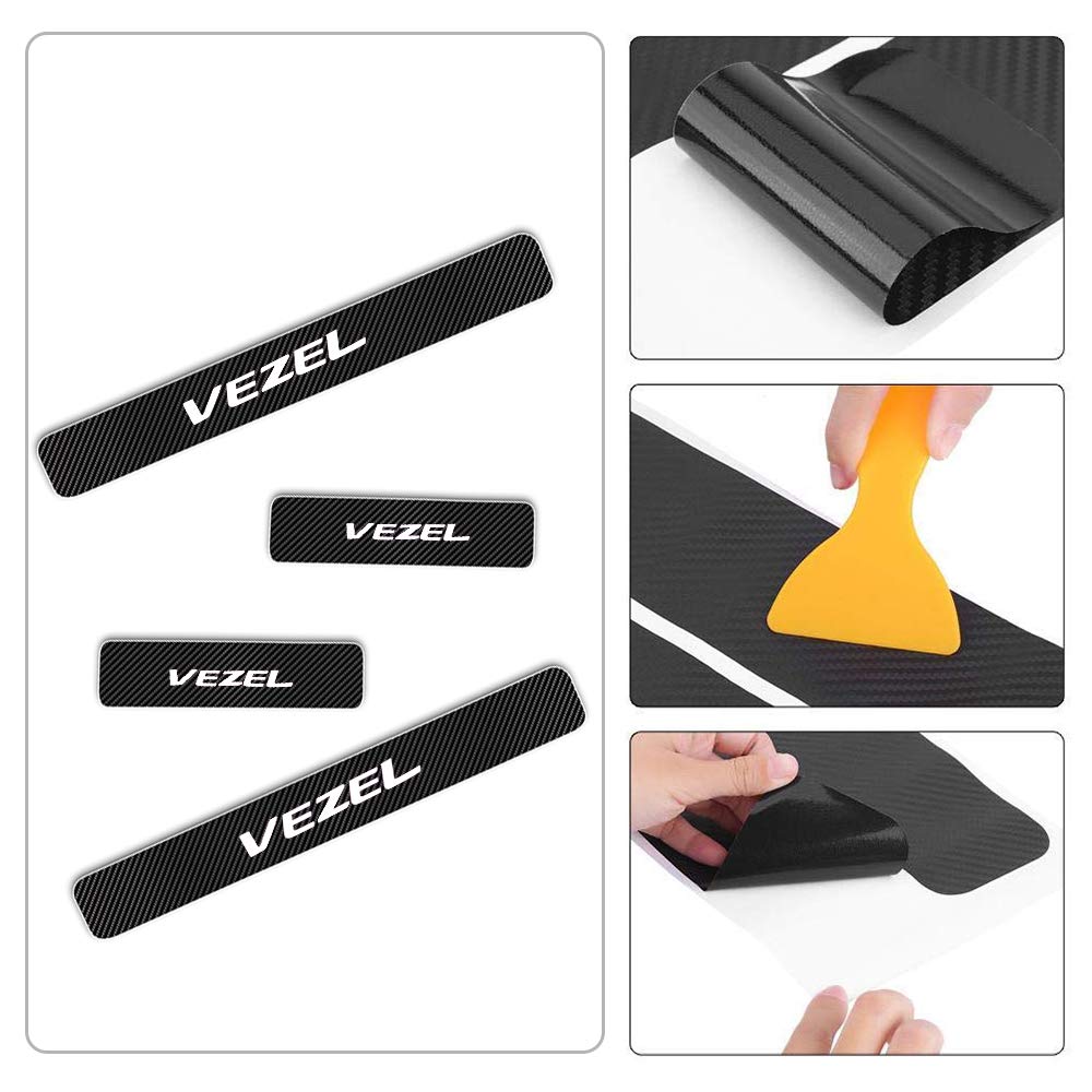 Fits Honda Vezel Door Scuff Plate Side Step Guard Car Carbon Fiber Door Guard