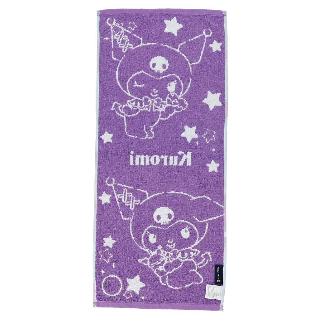 Marushin Face Sanrio Kuromi Antibacterial and Perfect as a Gift for 3725008400 Towel, "Yumekira Kuromi" (Dreamy Kuromi), 100% Cotton, Deodorizing,