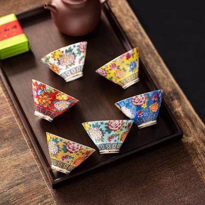 Jingdezhen-taza maestra de cerámica de Color esmaltado, taza de té de porcelana, tazón de té pequeño, juego de té, vajilla de oficina