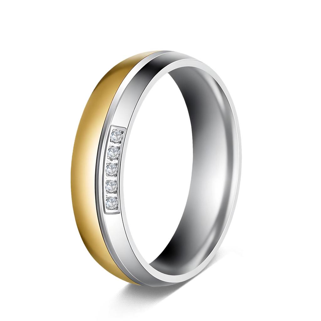 Anillos a juego para pareja japonesa y coreana: Acero Inoxidable con Diamantes Incrustados