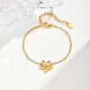 Fashion Flower Bracelet for Women,Gold Plated Stainless Steel Chain Bracelets,Set Charms Jewelry Accessories Gift