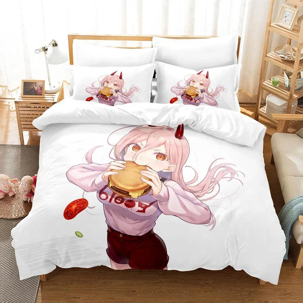 3D Printed Anime Chainsaw Man Bedding Set Makima Duvet Cover Cover Single Twin Quilt Bedclothes Cover Home Textile