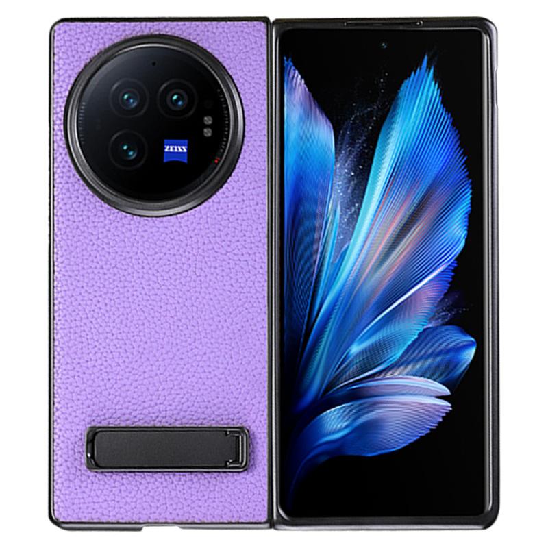 For vivo X Fold3 Pro Cell Phone Cover Drop-proof PC+PU Leather Hidden Kickstand Case