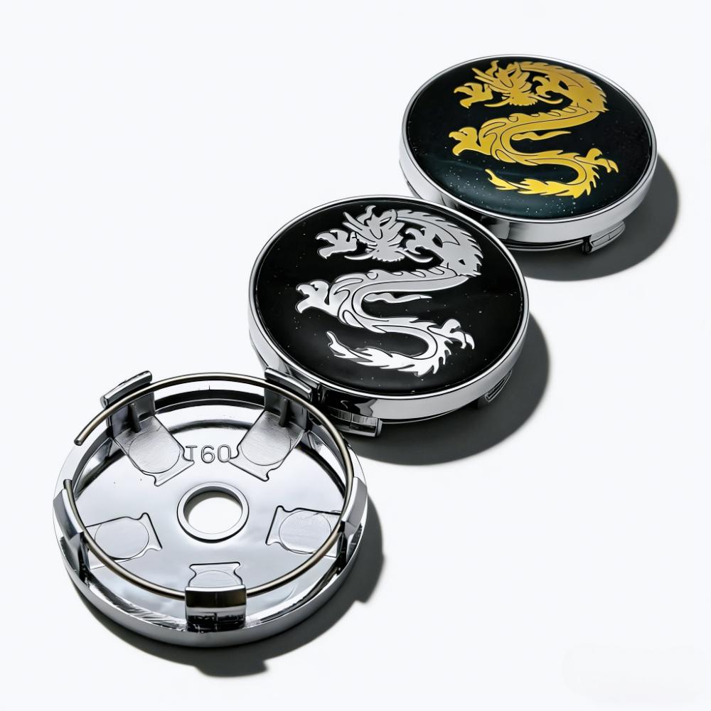 4pcs/Set 60MM 56MM Dragon Logo Emblem Car Wheel Center Caps Wheels Hub Cap Dragons Badge Rim Hubcaps Dust Cover Car Accessories