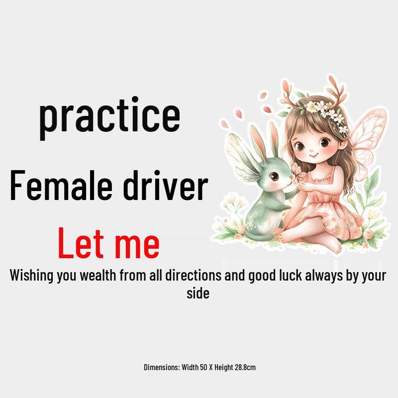 Prosperity Wishes Creative Warning Sticker: New Female Driver Car Rear Window Decoration