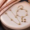 18K Gold Titanium Steel Jewelry Set with Zirconia: Love Heart Bracelet, Necklace, and Earrings for Women