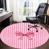 1pc Pink Checkered BowChair Carpet for Office, Indoor Non-Slip Washable Polyester Fiber Carpet, Mat For Office, Machine Washable