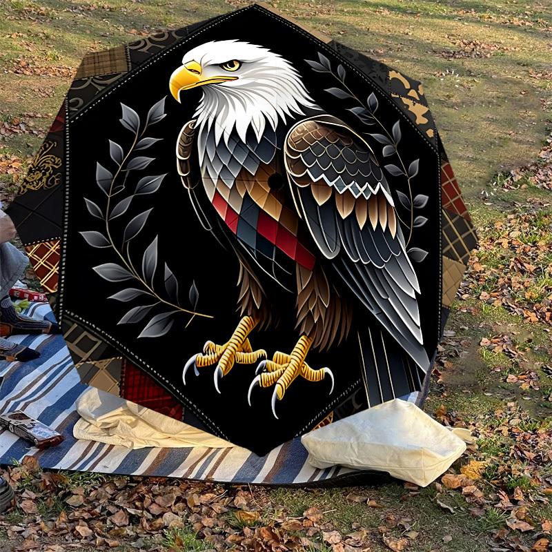 1PC Eagle Leaf Automatic Open/Close Umbrella with Windproof, 8-Rib Sturdy Canopy, Durable Ribs, Fashionable Design, Outdoor Accessory, Fun Prin, Holid