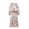 New Autumn Floral Print Belted Midi Dress for Women - European & American Style