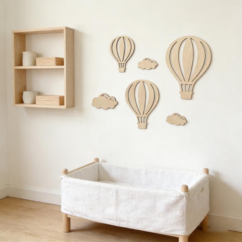 Nursery Wall Art Hot Air Balloon Cloud Wall Decors Nursery Decors for Baby Toddler Bedroom Playroom Classroom Decoration