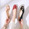 High Heels Women's 2025 New Patent Leather Square Head Soft Sole Low Heel Doudou Shoes Shallow Mouth Fashion Versatile Thick Heel Single Shoes