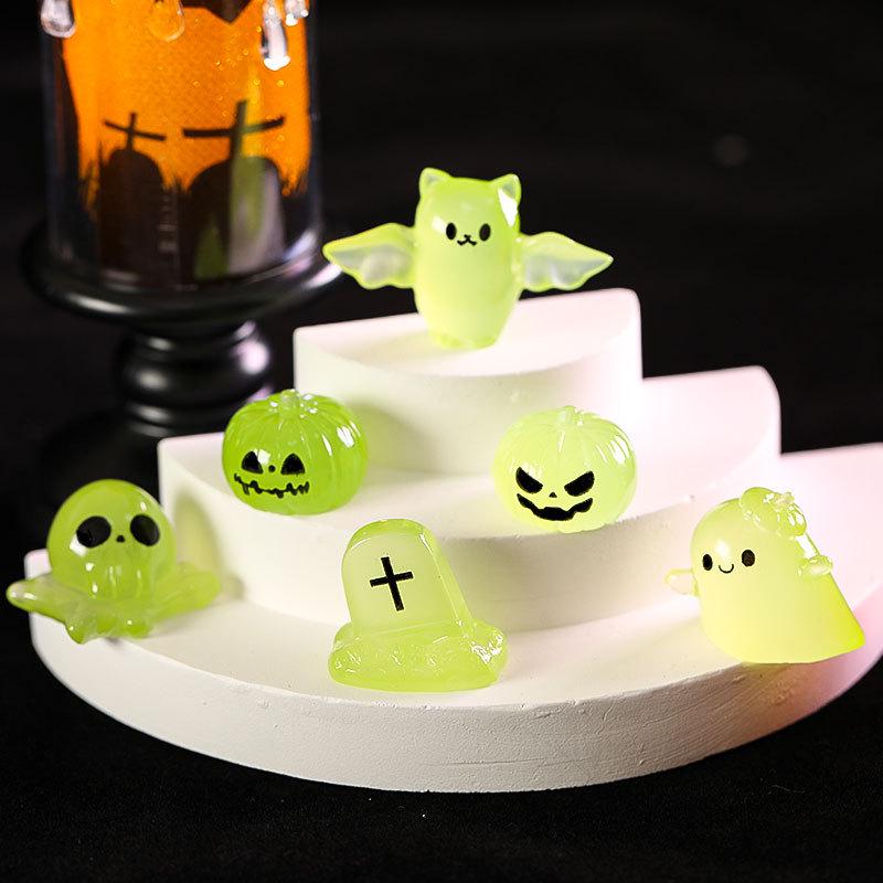 Mini Luminous Halloween Cute Ghost & Pumpkin Resin Figurines