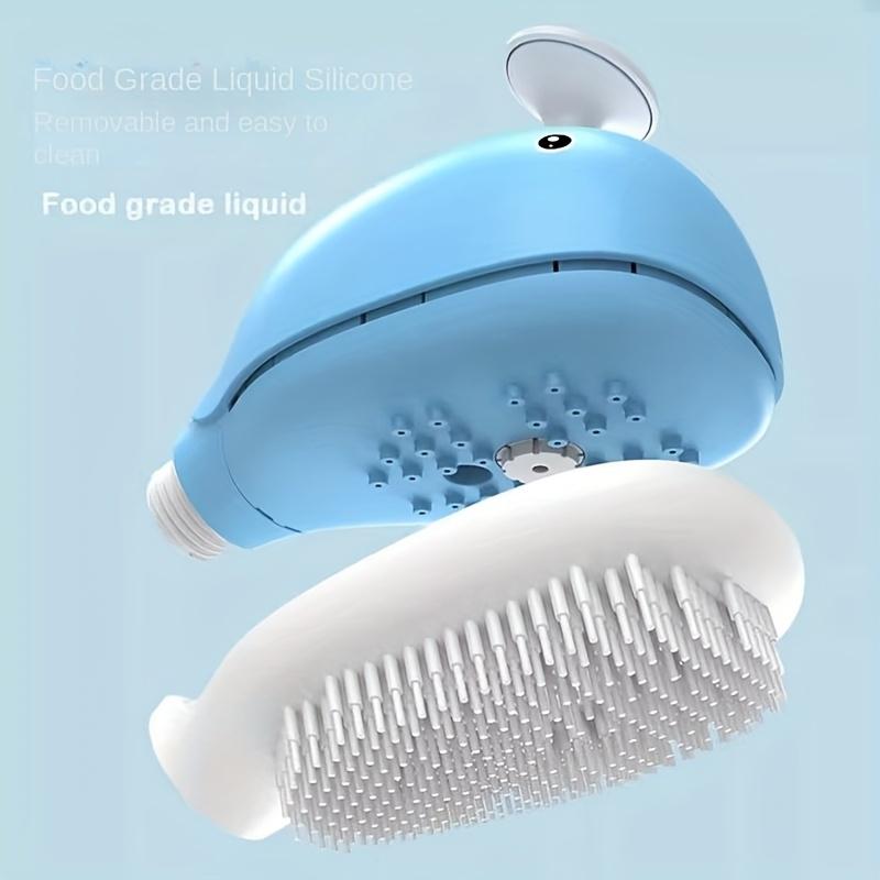 1 Set Cute Whale Shaped Showerhead with Soap Dispensing Silicone Brush Ideal for Bathing and Washing Hair, Round Plastic Design with Three Modes,