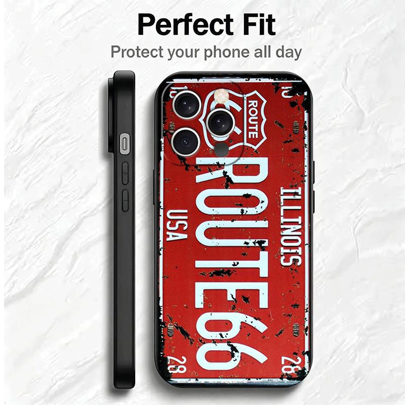Retro Vintage License Plate Soft Phone Case for iPhone 16 16E 17 Air 15 Pro Max 14 Plus 13 Mini 11 12 7 Black Cover Back Shell