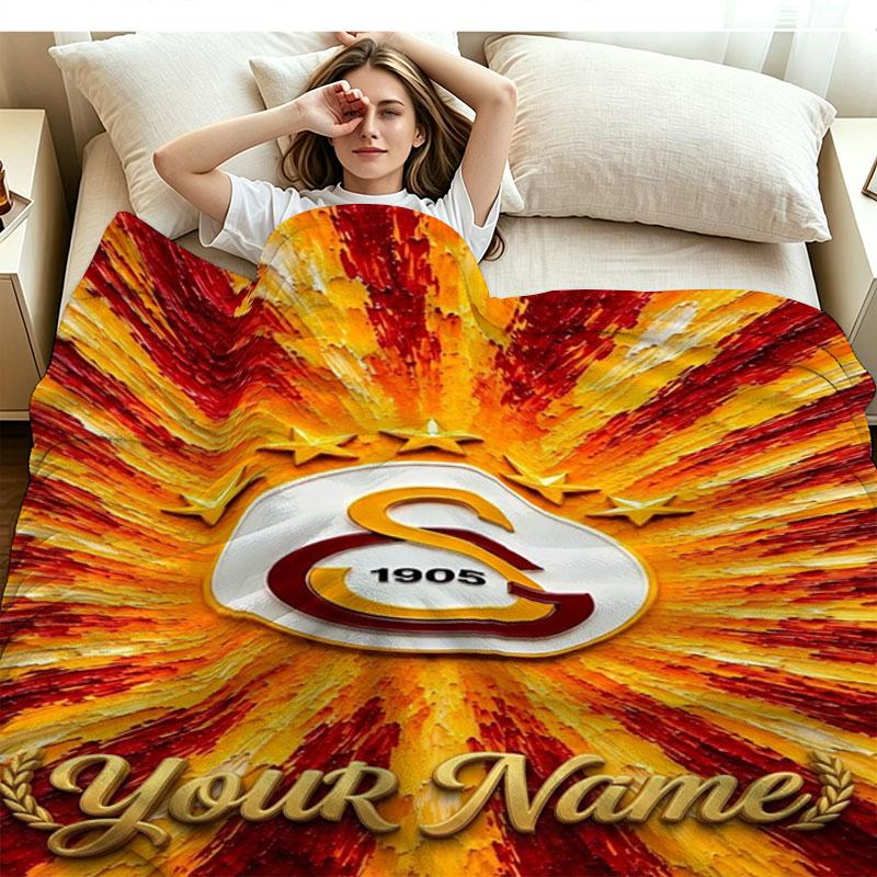 1PC Galatasaray S Custom Name Patterned Flannel Blanket Suitable For All Seasons for Home Decor Warmth and Comfort Gifts Holiday Present