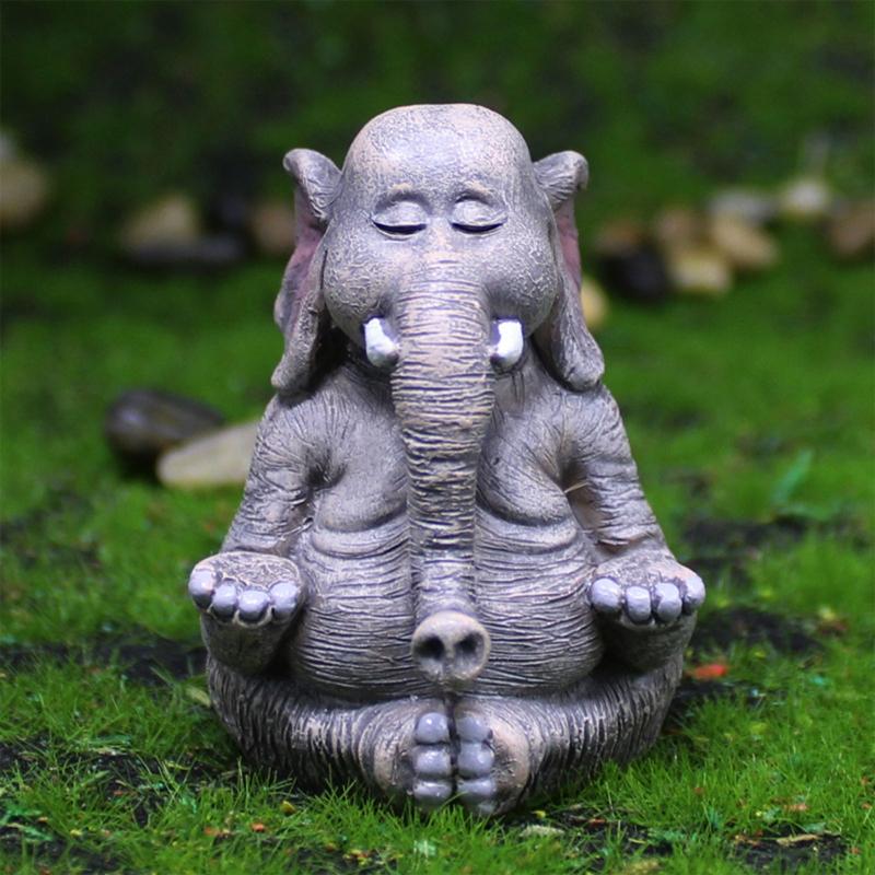 3 Pcs Cute Yoga Elephant Ornament Garden Micro Landscape Elephant Figurines Collectible Desk Ornament Room Decor Gift