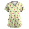 Women's Valentine's Day Printed Loose V-Neck Pocket Short Sleeve Uniform  Uniform