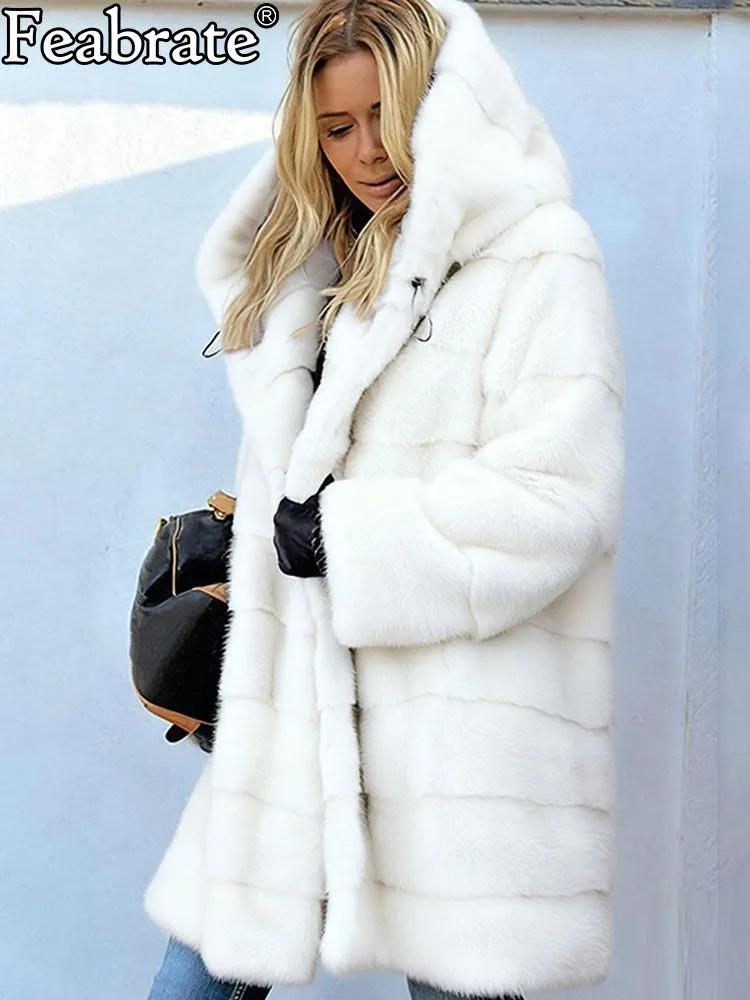 

Зимняя шуба из искусственного кролика, шуба из искусственной норки для женщин XXXXXL белый
